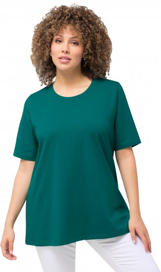 Ulla Popken Essential Round Neck Stretch Tee Dark Emerald - T-shirt - 