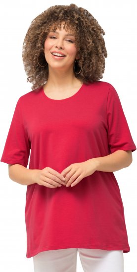 Ulla Popken Essential Round Neck Stretch Tee Dark Pink - T-shirt - 