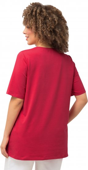 Ulla Popken Essential Round Neck Stretch Tee Dark Pink - T-shirt - 