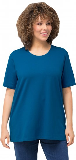 Ulla Popken Essential Round Neck Stretch Tee Medium Blue - T-shirt - 