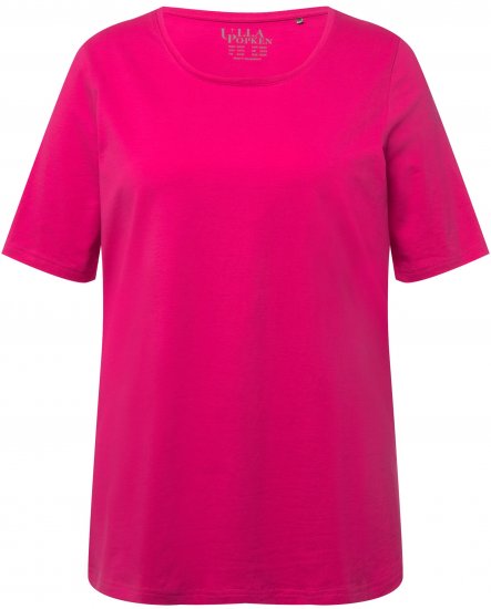 Ulla Popken Essential Round Neck Stretch Tee Fuchsia Pink - T-shirt - 