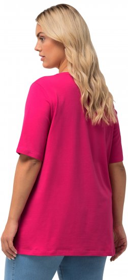 Ulla Popken Essential Round Neck Stretch Tee Fuchsia Pink - T-shirt - 