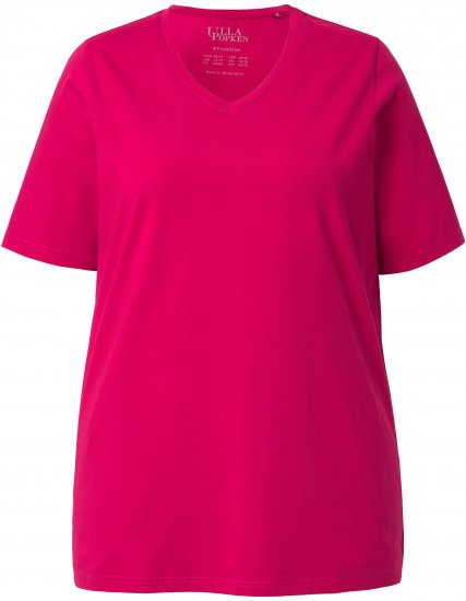 Ulla Popken Essential V-Neck Stretch Tee Dark Raspberry - T-shirt - 