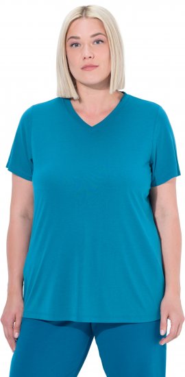 Ulla Popken Functional Antibacterial Finish V-Neck Short Sleeve Knit Top Opal Green - T-shirt - 