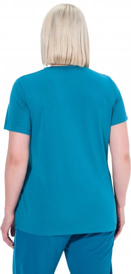 Ulla Popken Functional Antibacterial Finish V-Neck Short Sleeve Knit Top Opal Green - T-shirt - 