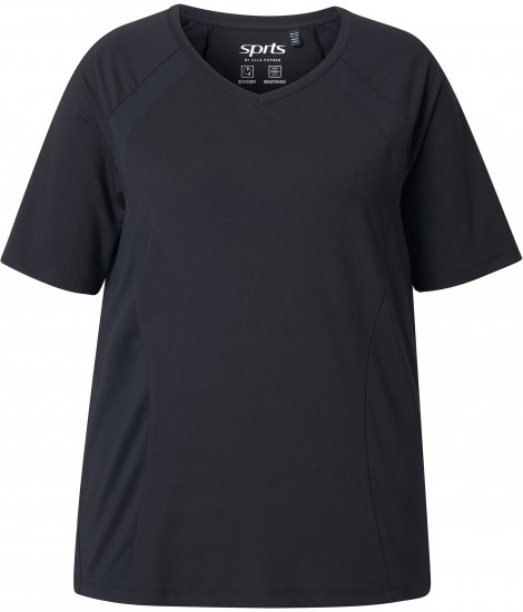 Ulla Popken Quick-Drying Short Sleeve T-Shirt Black - T-shirt - 