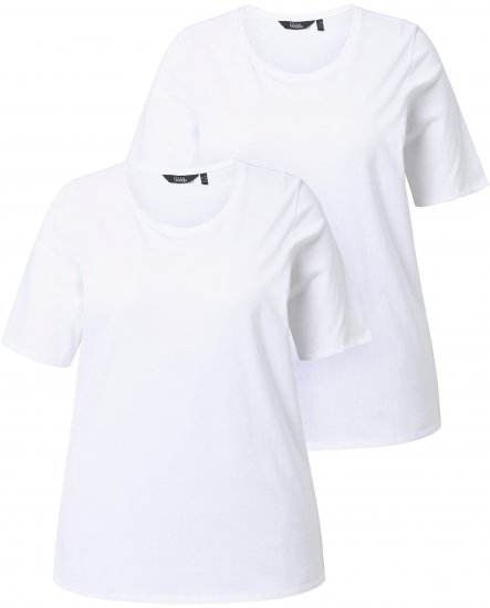 Ulla Popken Scoop Neck Short Sleeve Tee White - T-shirt - 