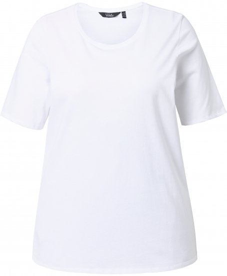 Ulla Popken Scoop Neck Short Sleeve Tee White - T-shirt - 
