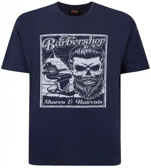 Espionage T410 Barbershop Printed T-Shirt Navy - Magliette con stampa - Magliette con stampa taglie forti
