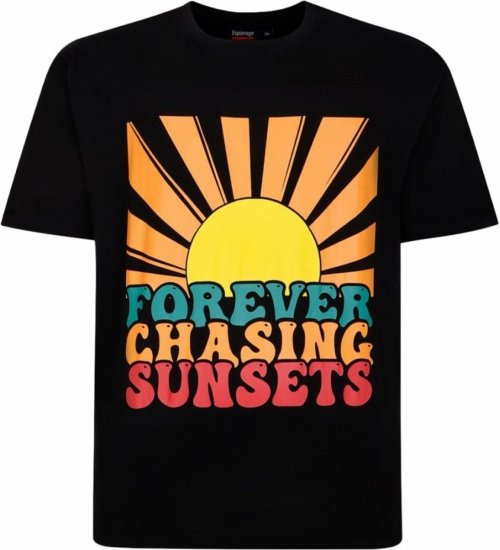 Espionage T421 Chasing Sunset Printed T-Shirt - Magliette - Magliette Uomo Taglie Forti