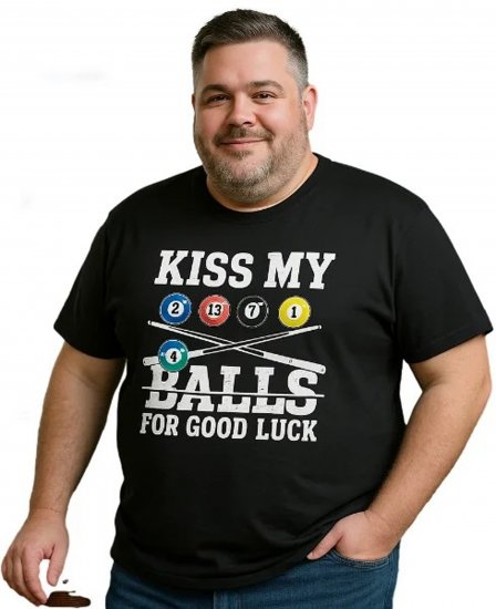 Espionage T436 Good Luck Kiss Printed T-Shirt Black - Magliette - Magliette Uomo Taglie Forti