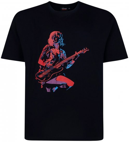 Espionage T454 Abstract Guitarist Printed T-Shirt Navy - Magliette con stampa - Magliette con stampa taglie forti