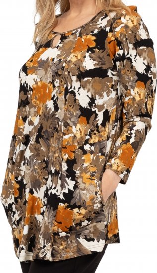 Scandinavian Caramel Flower Petals Tunic Orange and Brown - T-shirt stampate da donna - 