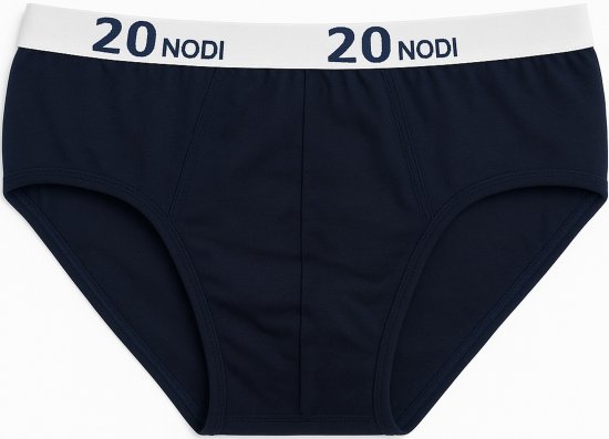 20 Nodi Stretch Cotton Briefs with Medium Side Cut Blue - Intimo & costumi da bagno - Intimo Taglie Forti Uomo