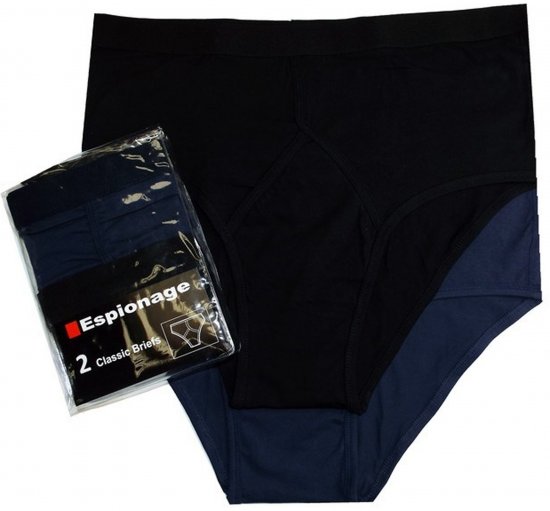 Espionage U003 2-Pack Y-Front Briefs Black/Navy - Slip - Slip Uomo Taglie Forti