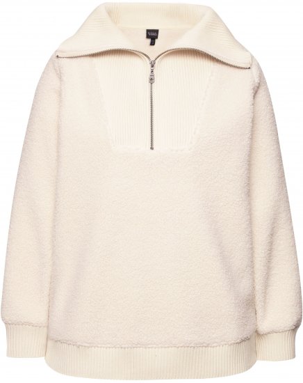 Ulla Popken Teddy Fleece Troyer Collar Sweatshirt Light Champagne - Felpe & felpe con cappuccio - Felpe, Hoodie e Maglieria Calda