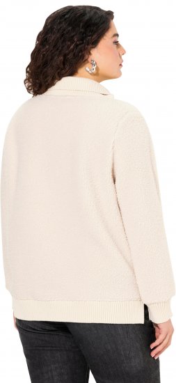 Ulla Popken Teddy Fleece Troyer Collar Sweatshirt Light Champagne - Felpe & felpe con cappuccio - Felpe, Hoodie e Maglieria Calda
