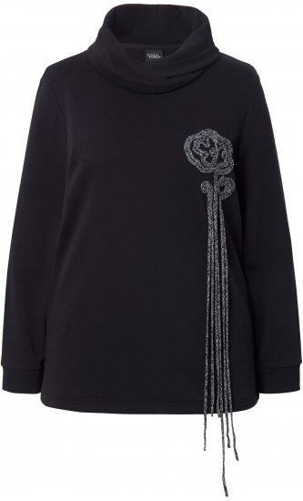 Ulla Popken Ribbon Detail Turtleneck Sweatshirt Black - Felpe & felpe con cappuccio - Felpe, Hoodie e Maglieria Calda