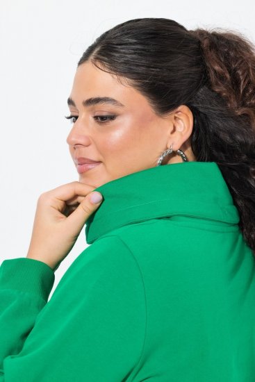 Ulla Popken HELLO Classic Fit Stand-Up Collar Sweatshirt Emerald Green - Felpe & felpe con cappuccio - Felpe, Hoodie e Maglieria Calda