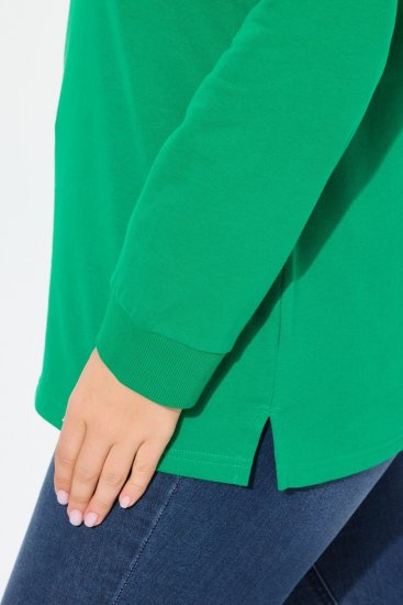 Ulla Popken HELLO Classic Fit Stand-Up Collar Sweatshirt Emerald Green - Felpe & felpe con cappuccio - Felpe, Hoodie e Maglieria Calda