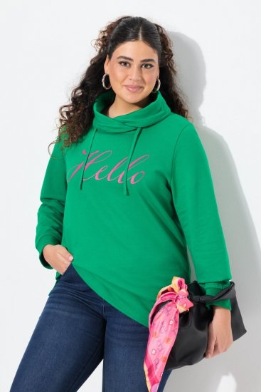 Ulla Popken HELLO Classic Fit Stand-Up Collar Sweatshirt Emerald Green - Felpe & felpe con cappuccio - Felpe, Hoodie e Maglieria Calda