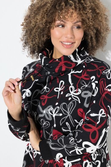 Ulla Popken Ribbon Print Turtleneck Sweatshirt Black - Felpe & felpe con cappuccio - Felpe, Hoodie e Maglieria Calda