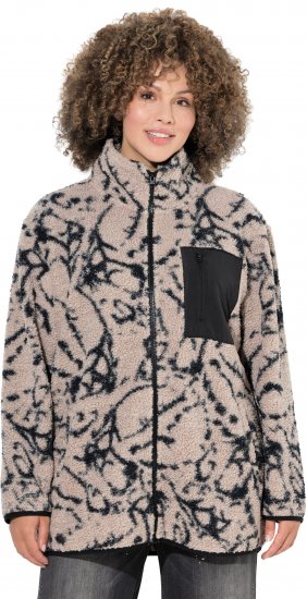 Ulla Popken Marble Print Teddy Fleece Jacket Dark Putty - Felpe & felpe con cappuccio - 