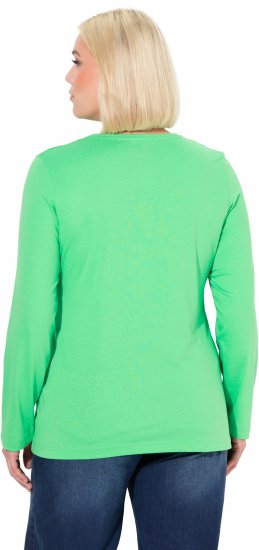 Ulla Popken Basic Round Neck Long Sleeve Slim Fit Cotton Tee Mint Green - T-shirt - 