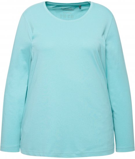Ulla Popken Basic Round Neck Long Sleeve Slim Fit Cotton Tee Mint - T-shirt - 