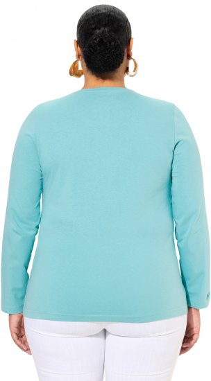 Ulla Popken Basic Round Neck Long Sleeve Slim Fit Cotton Tee Mint - T-shirt - 