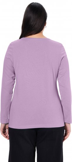 Ulla Popken Basic Round Neck Long Sleeve Slim Fit Cotton Tee Lavender - T-shirt - 