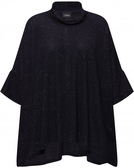 Ulla Popken Sparkling Draped Collared Tee Navy Blue - T-shirt stampate da donna - 