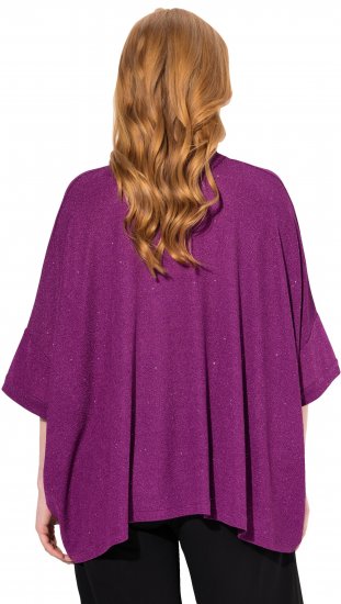 Ulla Popken Sparkling Draped Collared Tee Mulberry - T-shirt stampate da donna - 