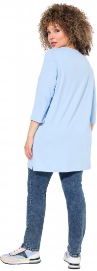 Ulla Popken Floral Motif 3/4 Sleeve Tunic Tee Light Blue - T-shirt stampate da donna - 