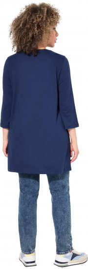 Ulla Popken Floral Motif 3/4 Sleeve Tunic Tee Ink Blue - T-shirt stampate da donna - 