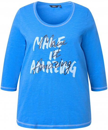Ulla Popken Make It Amazing 3/4 Sleeve Graphic Tee Pacific Blue - T-shirt stampate da donna - 