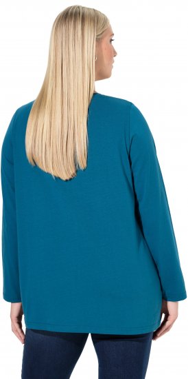 Ulla Popken Fawn Long Sleeve Graphic Tee Teal - T-shirt stampate da donna - 