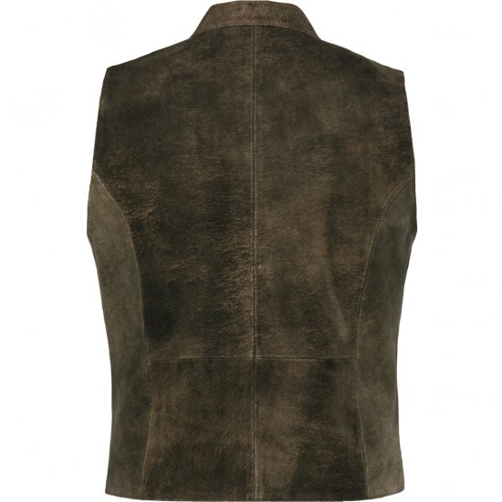 jP1880 Finest Goat Suede Traditional Vest Dark Brown - Trachten & Oktoberfest - Costumi Oktoberfest taglie forti (Trachten)