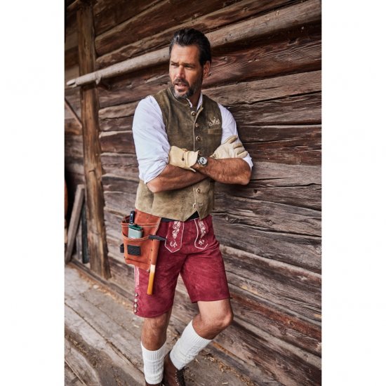 JP1880 Vest Goat Suede Traditional Moss Green - Trachten & Oktoberfest - Costumi Oktoberfest taglie forti (Trachten)