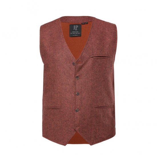 JP1880 Tweed Waistcoat Wool Brick Red - Gilet - Gilet in taglie grandi
