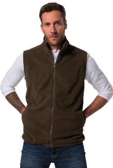 JP1880 Fleece Vest Stand-up Collar Brown - Giubbotti - Giubbotti Uomo Taglie Forti