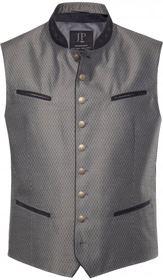 JP1880 Vest Traditional With Embroidery Silver - Trachten & Oktoberfest - Costumi Oktoberfest taglie forti (Trachten)
