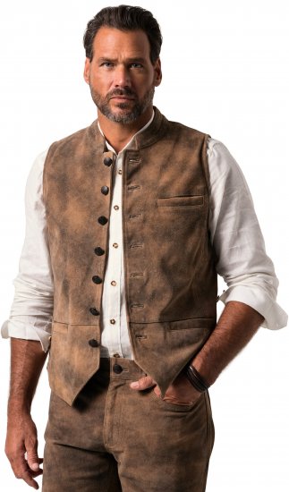 JP1880 Vest Traditional Cowhide Brown - Tutti i modelli - Taglie Forti Uomo 2XL-14XL