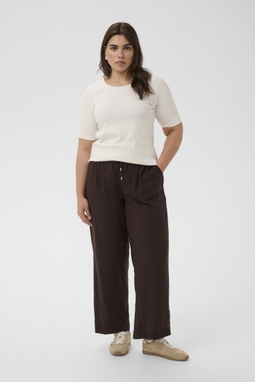Kaffe Curve Mille Wide Pants Coffee Brown - Pantaloni in tessuto - 
