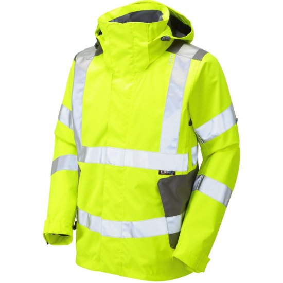 Leo Exmoor Ecoviz 10K Performance+ Breathable Jacket Hi-Vis Yellow - Abbigliamento da lavoro - Abbigliamento da Lavoro Taglie Forti Uomo