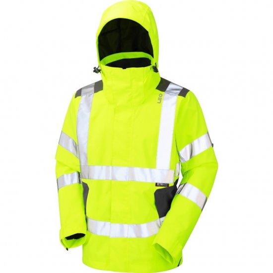 Leo Exmoor Ecoviz 10K Performance+ Breathable Jacket Hi-Vis Yellow - Abbigliamento da lavoro - Abbigliamento da Lavoro Taglie Forti Uomo