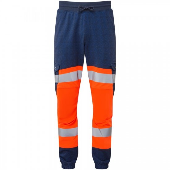 Leo Hawkridge Ecoviz High Performance 4X Stretch Trouser Hi-Vis Orange/Navy Print - Abbigliamento da lavoro - Abbigliamento da Lavoro Taglie Forti Uomo