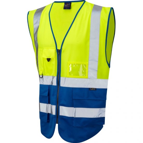 Leo Lynton Ecoviz Superior Waistcoat Hi-Vis Yellow/Royal Blue - Abbigliamento da lavoro - Abbigliamento da Lavoro Taglie Forti Uomo
