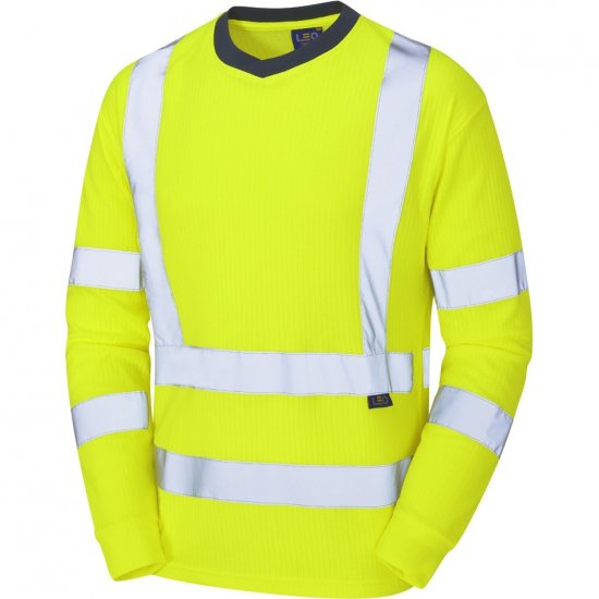 Leo Riverton Ecoviz Comfort Sleeved T-Shirt Hi-Vis Yellow - Abbigliamento da lavoro - Abbigliamento da Lavoro Taglie Forti Uomo