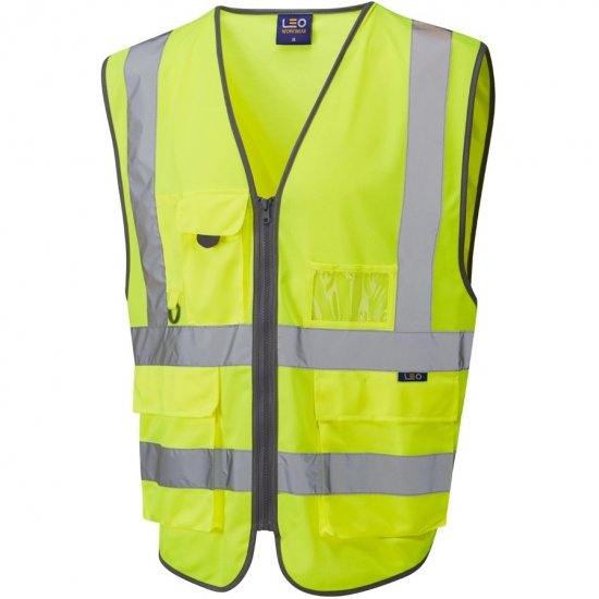 Leo Barnstaple Ecoviz Superior Anti-Entanglement Waistcoat Hi-Vis Yellow - Abbigliamento da lavoro - Abbigliamento da Lavoro Taglie Forti Uomo